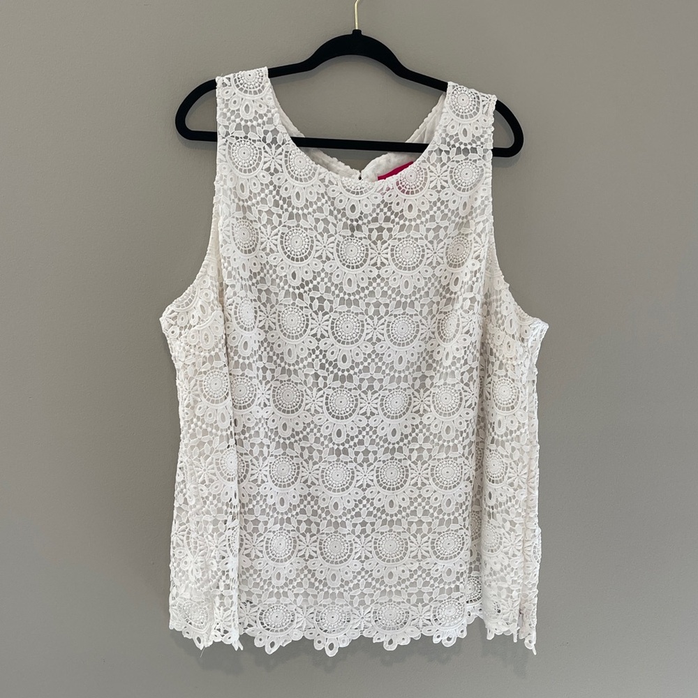 Lilly Pulitzer Target White Eyelet Lace Tank Top Blouse Size 3X